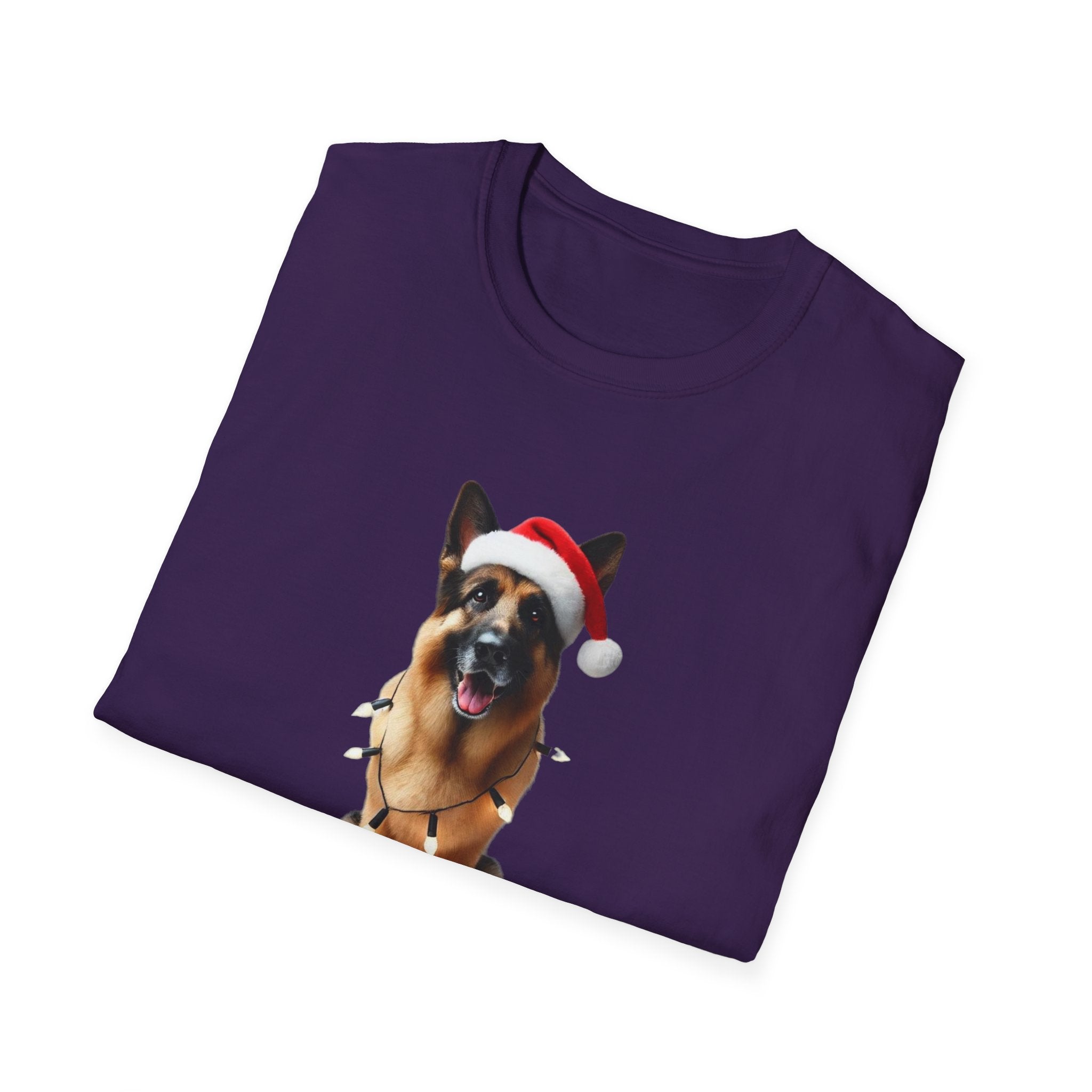 Festive German Shepherd - Unisex Softstyle T-Shirt