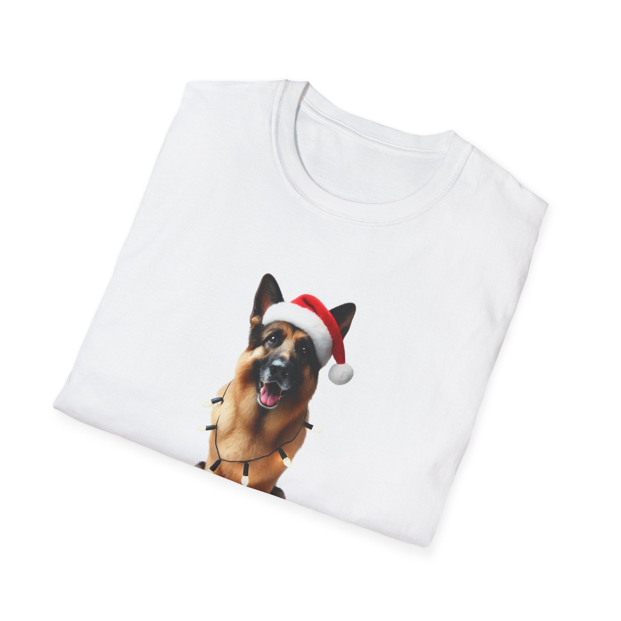 Festive German Shepherd - Unisex Softstyle T-Shirt