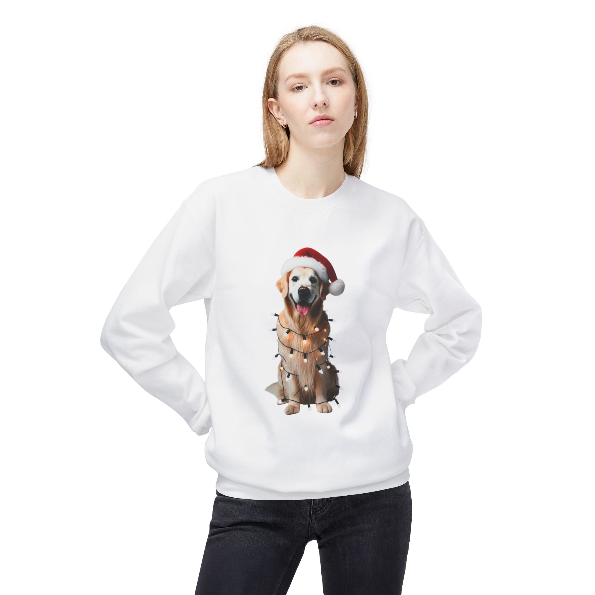 Golden Retriever Christmas Cheer - Unisex Midweight Softstyle Fleece Crewneck Sweatshirt