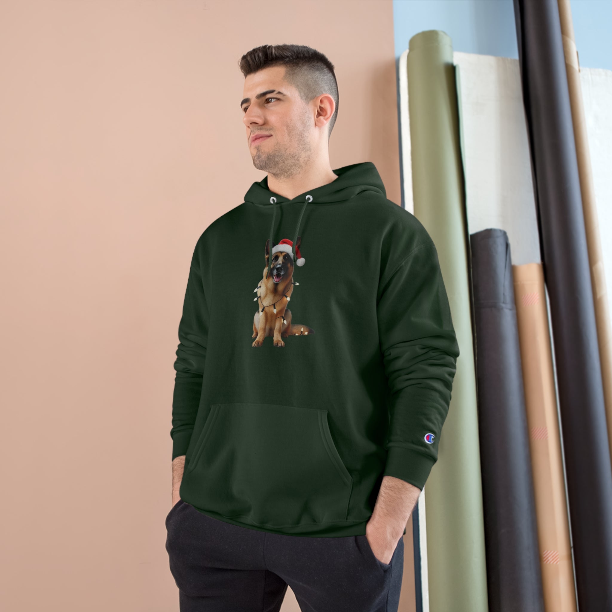 Festive German Shepherd - Champion Hoodie