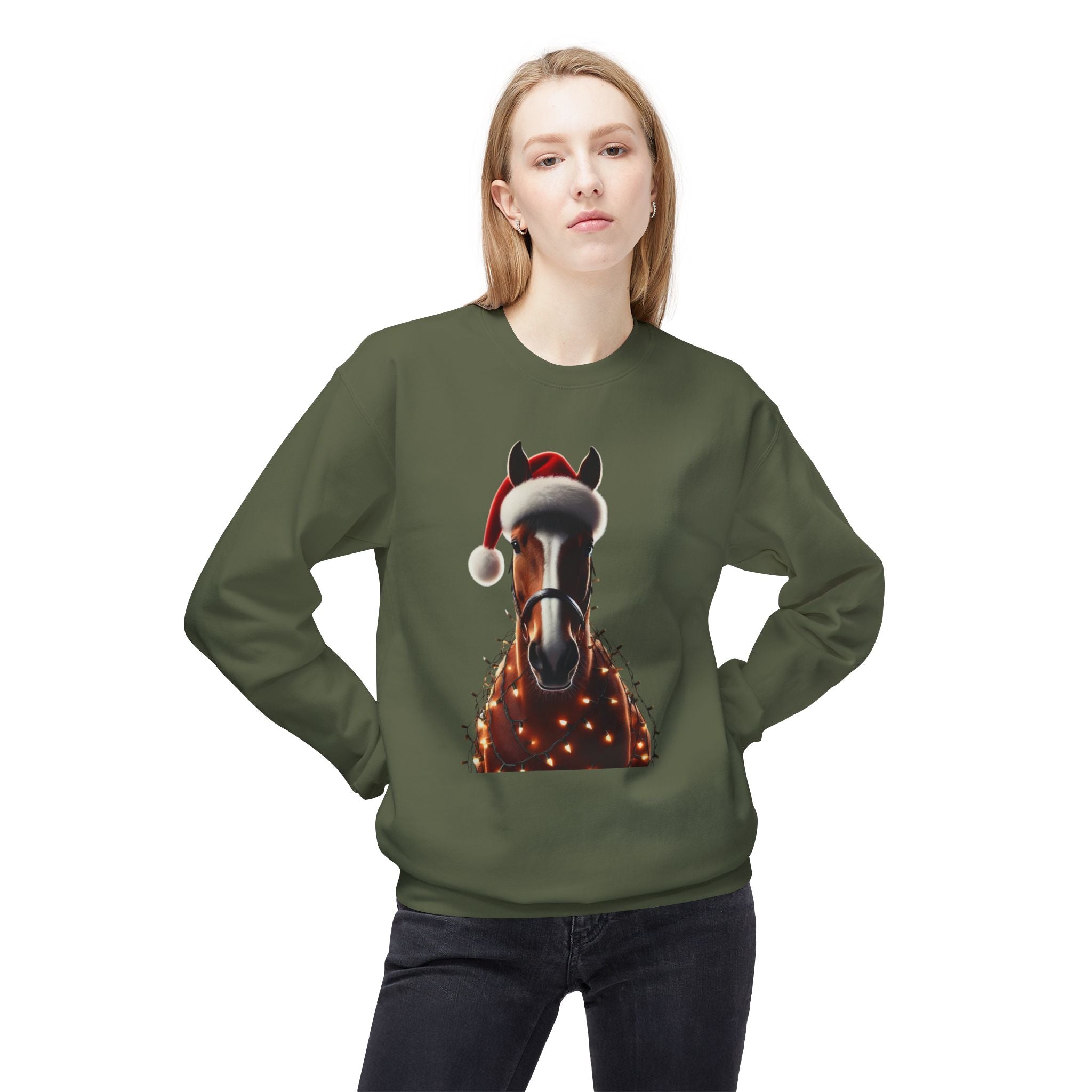 Holiday Quarter Horse - Unisex Midweight Softstyle Fleece Crewneck Sweatshirt