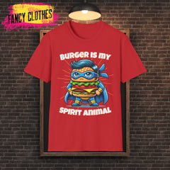 Funny Burger Spirit Animal Unisex T-Shirt, Hamburger Lover Tee, Fast Food Shirt, Foodie Gift, Humorous Graphic Tee