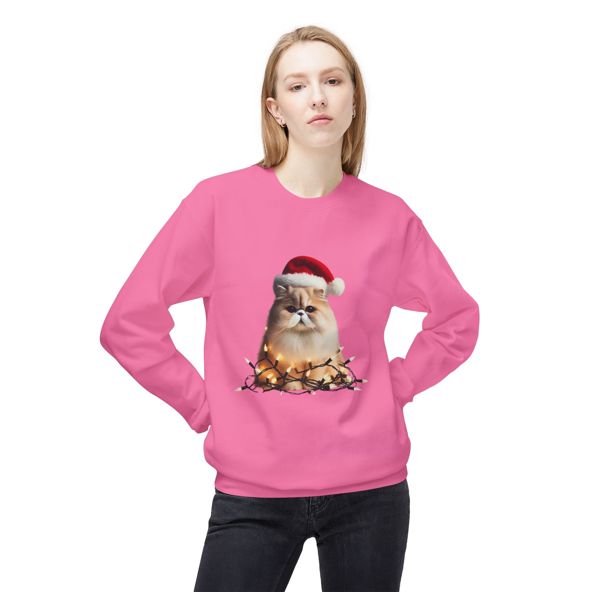 Christmas Persian Cat - Unisex Midweight Softstyle Fleece Crewneck Sweatshirt