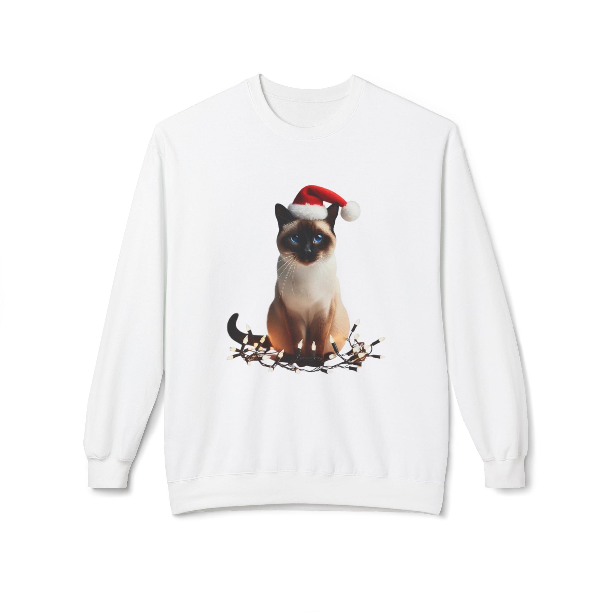 Holiday Siamese Cat - Unisex Midweight Softstyle Fleece Crewneck Sweatshirt