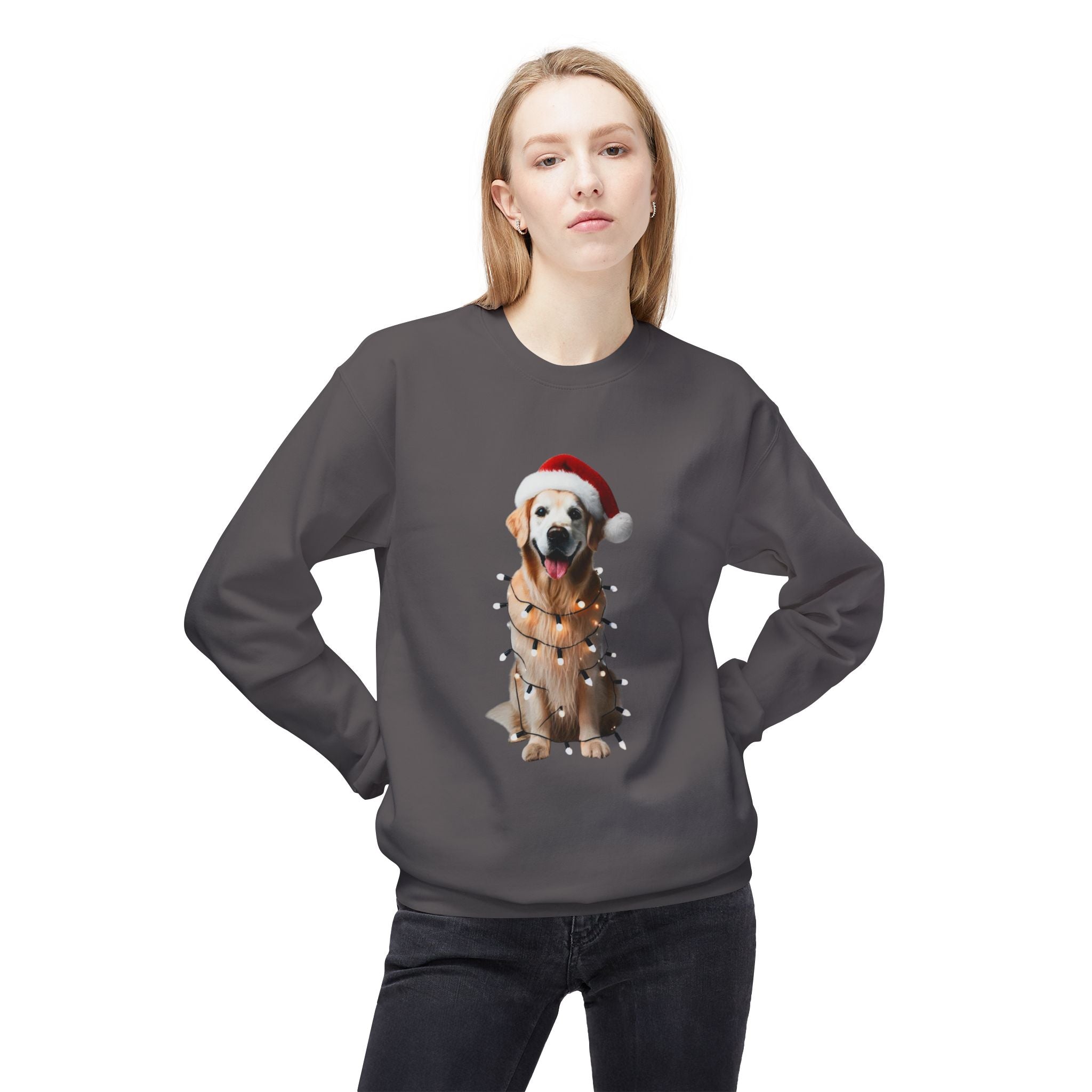 Golden Retriever Christmas Cheer - Unisex Midweight Softstyle Fleece Crewneck Sweatshirt