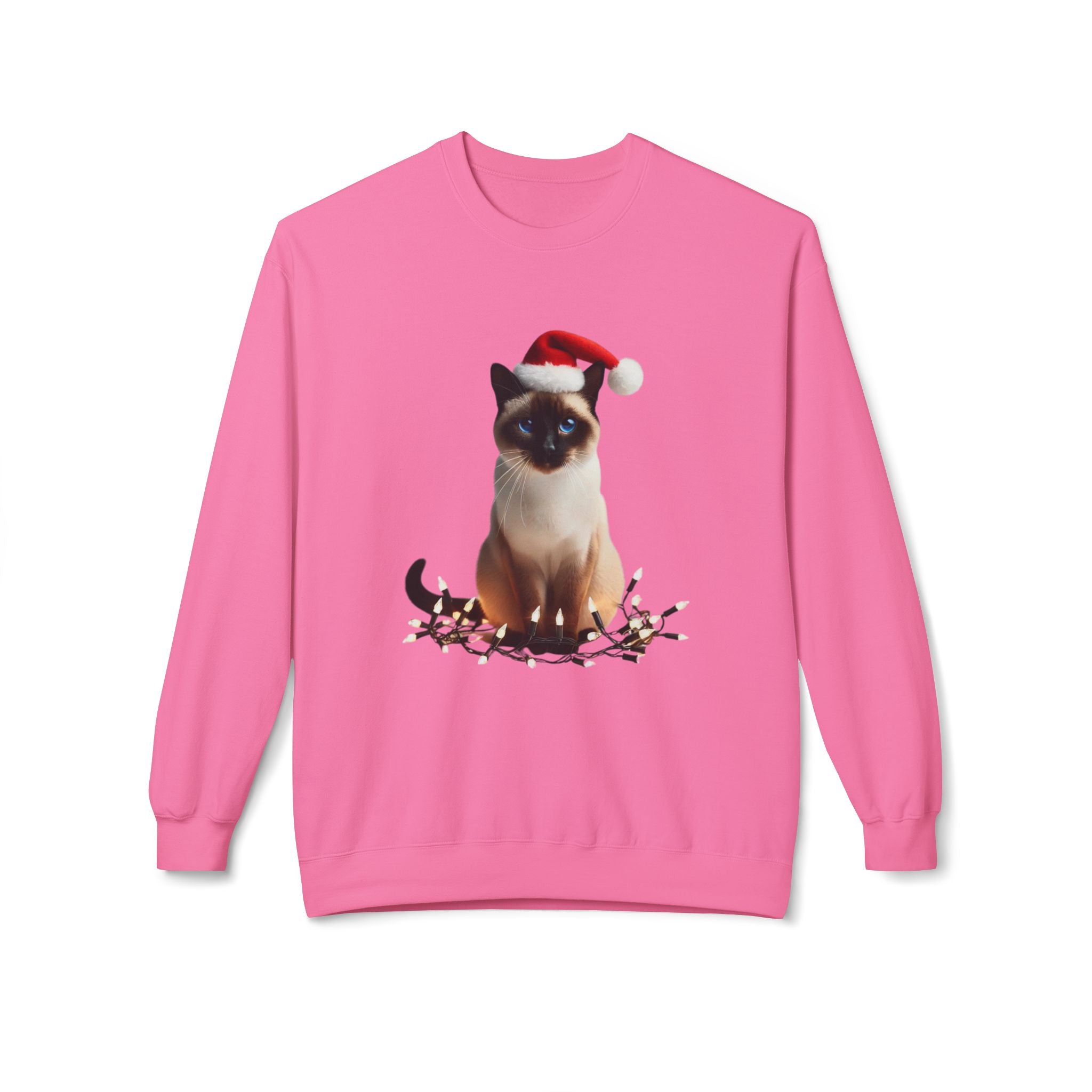 Holiday Siamese Cat - Unisex Midweight Softstyle Fleece Crewneck Sweatshirt