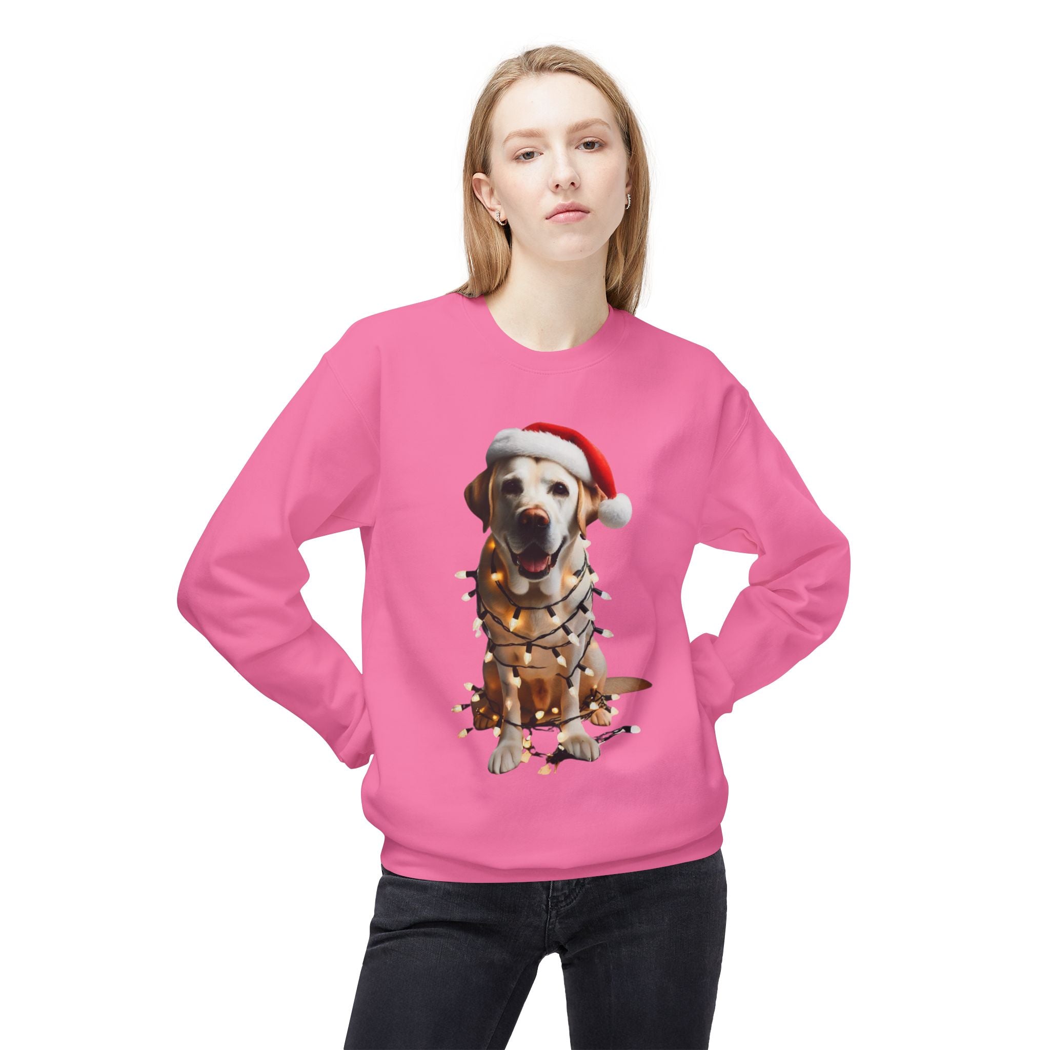 Merry XMas Labrador - Unisex Midweight Softstyle Fleece Crewneck Sweatshirt