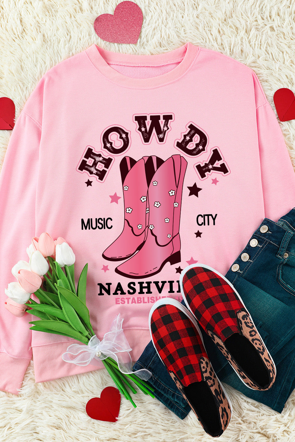 Cowboy Boots Graphic Dropped Shoulder Sweatshirt