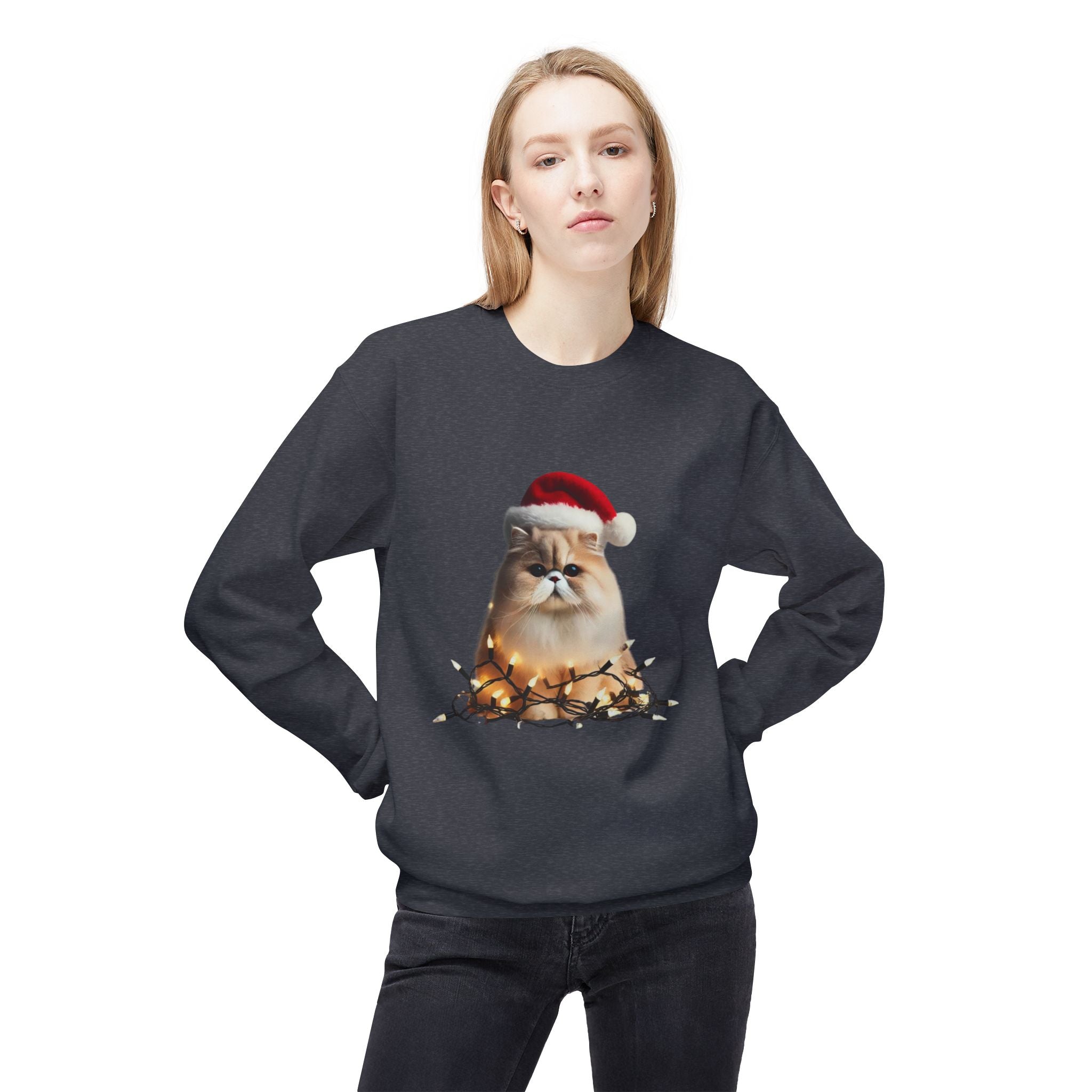 Christmas Persian Cat - Unisex Midweight Softstyle Fleece Crewneck Sweatshirt