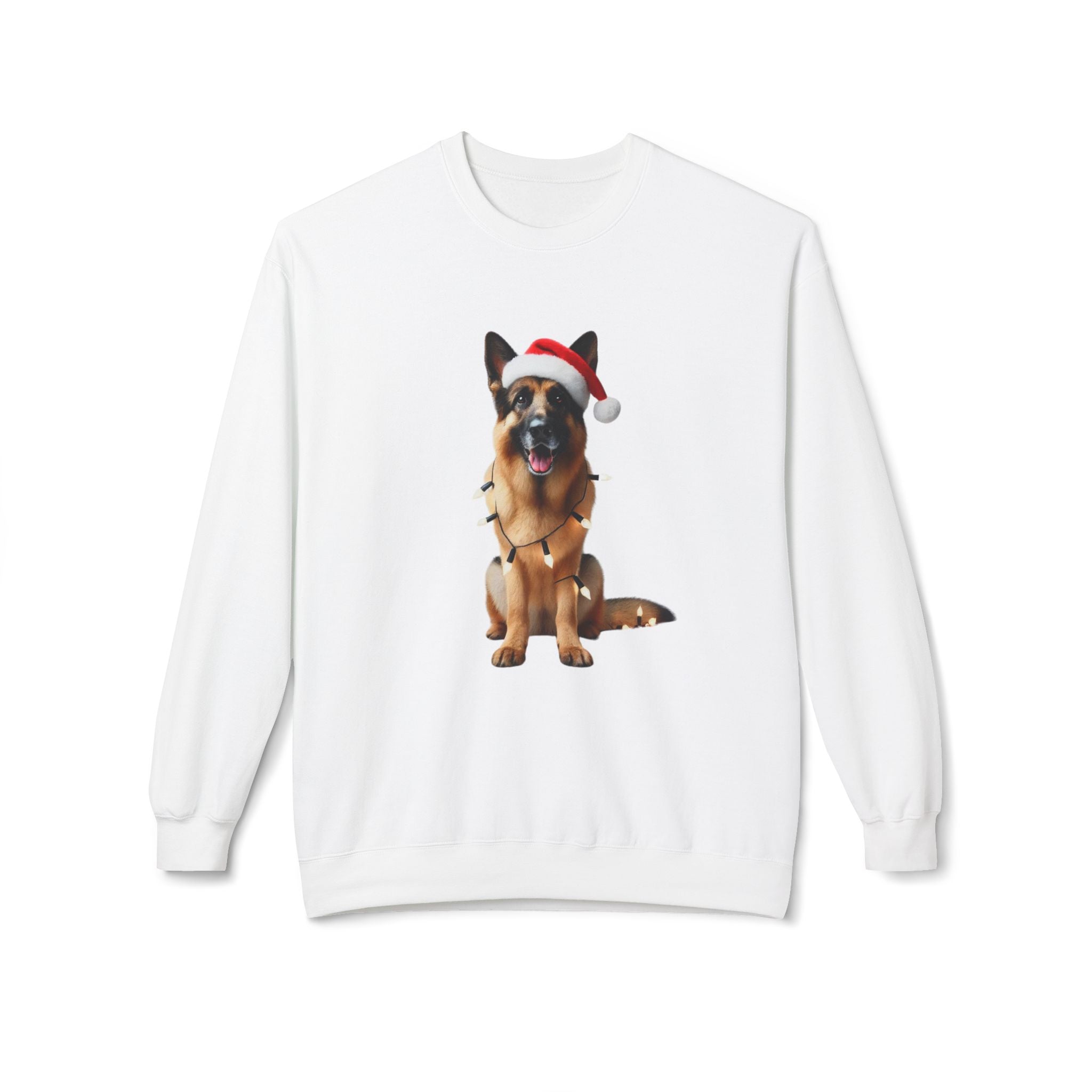 Festive German Shepherd - Unisex Midweight Softstyle Fleece Crewneck Sweatshirt