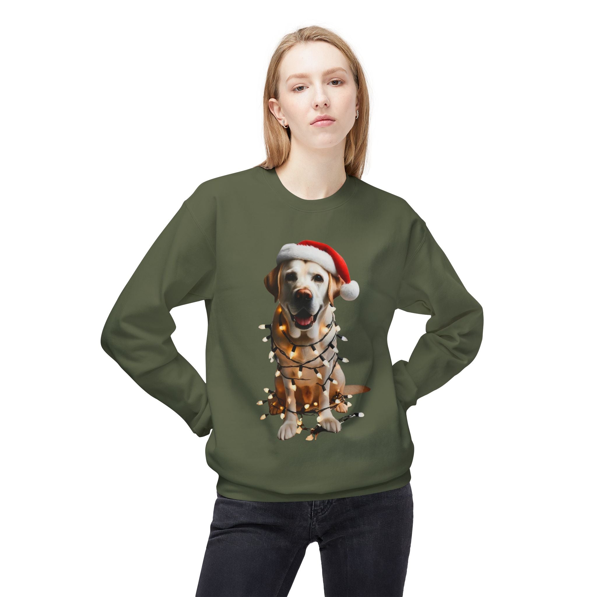 Merry XMas Labrador - Unisex Midweight Softstyle Fleece Crewneck Sweatshirt