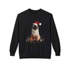 Holiday Siamese Cat - Unisex Midweight Softstyle Fleece Crewneck Sweatshirt