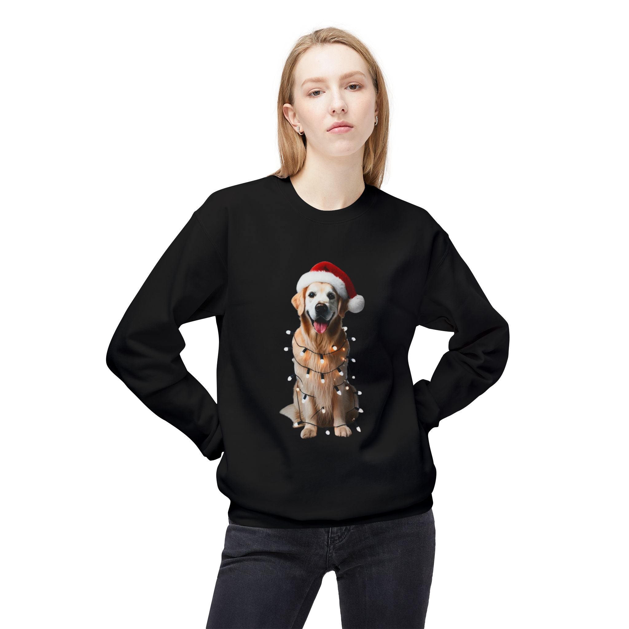 Golden Retriever Christmas Cheer - Unisex Midweight Softstyle Fleece Crewneck Sweatshirt