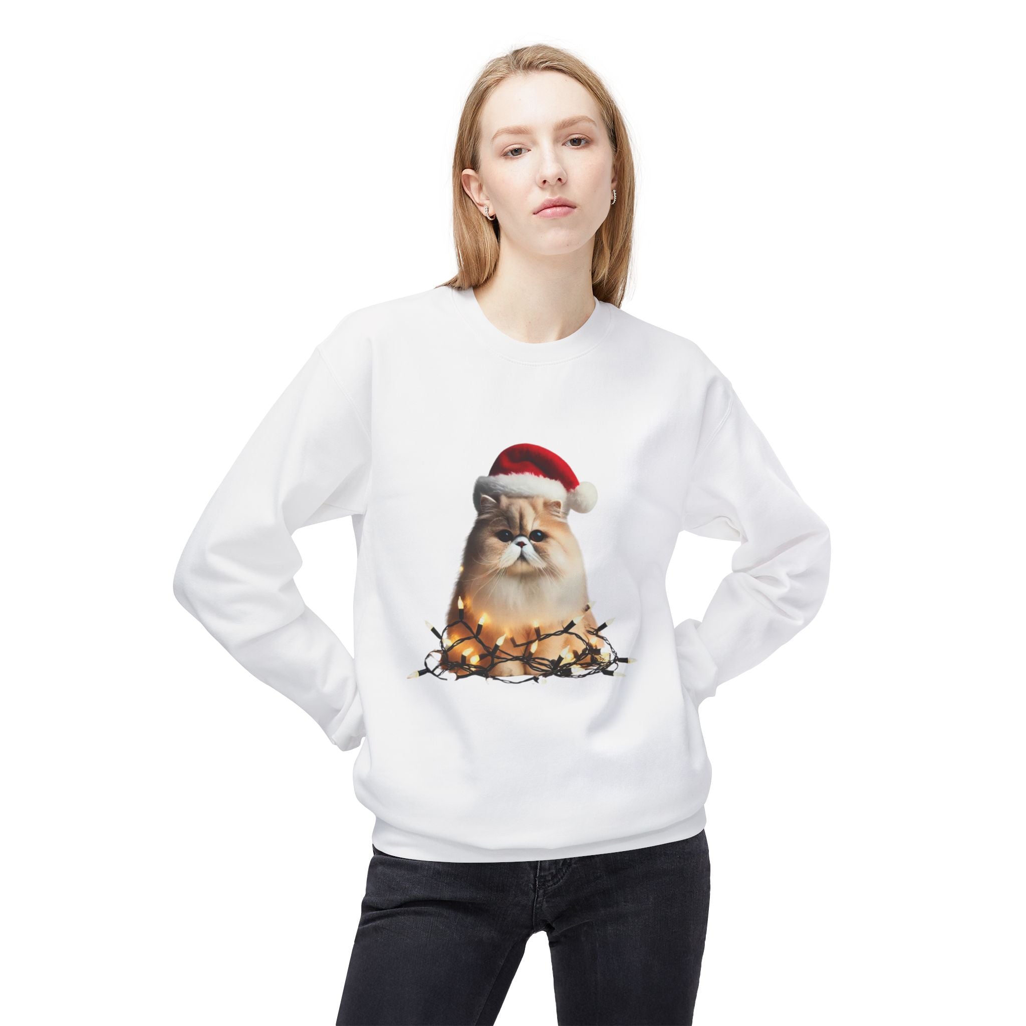 Christmas Persian Cat - Unisex Midweight Softstyle Fleece Crewneck Sweatshirt