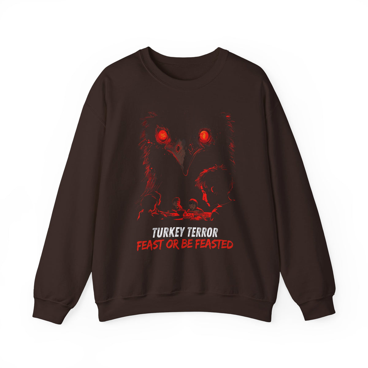 Unisex Heavy Blend™ Crewneck Sweatshirt - Turkey Terror Feast or Be Feasted