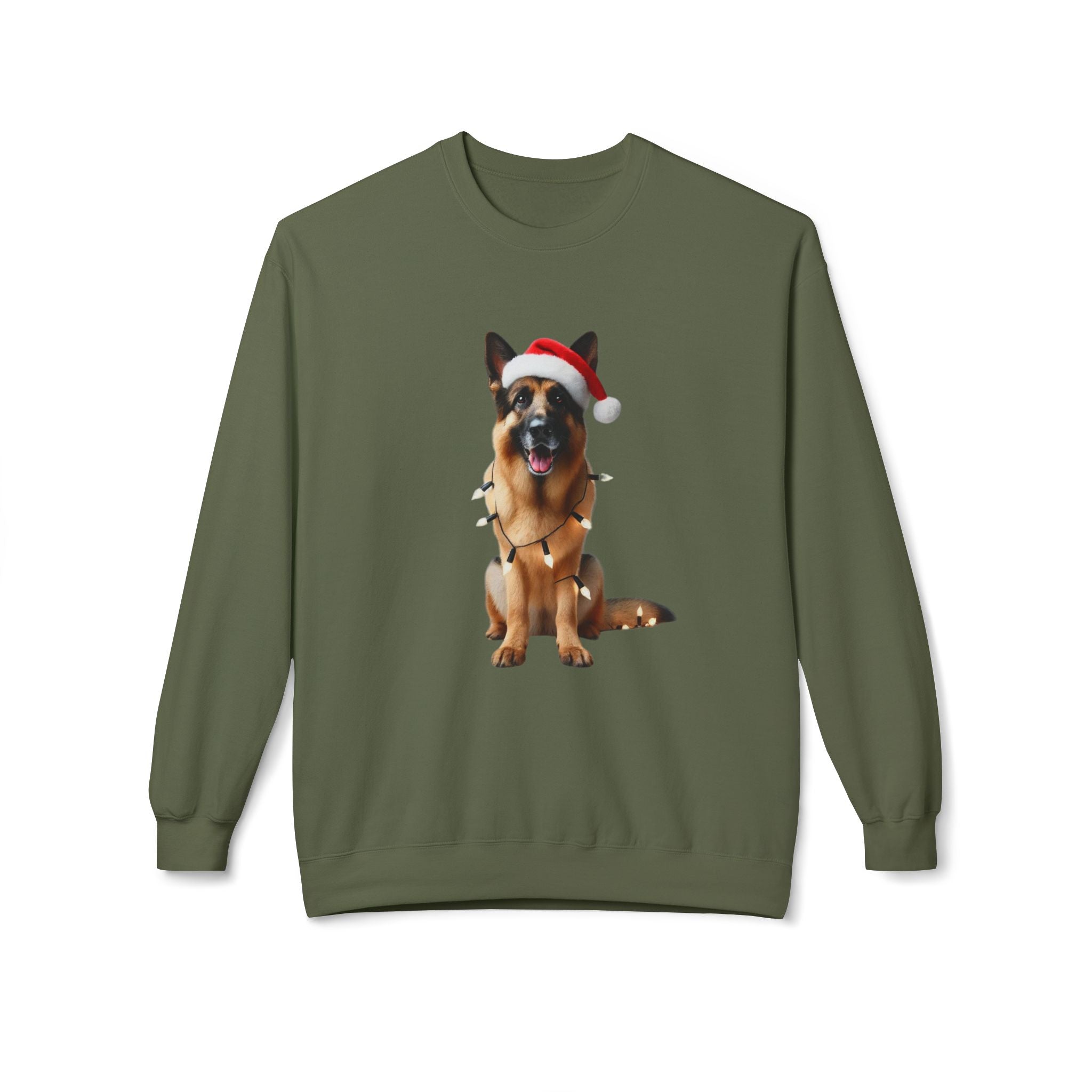 Festive German Shepherd - Unisex Midweight Softstyle Fleece Crewneck Sweatshirt