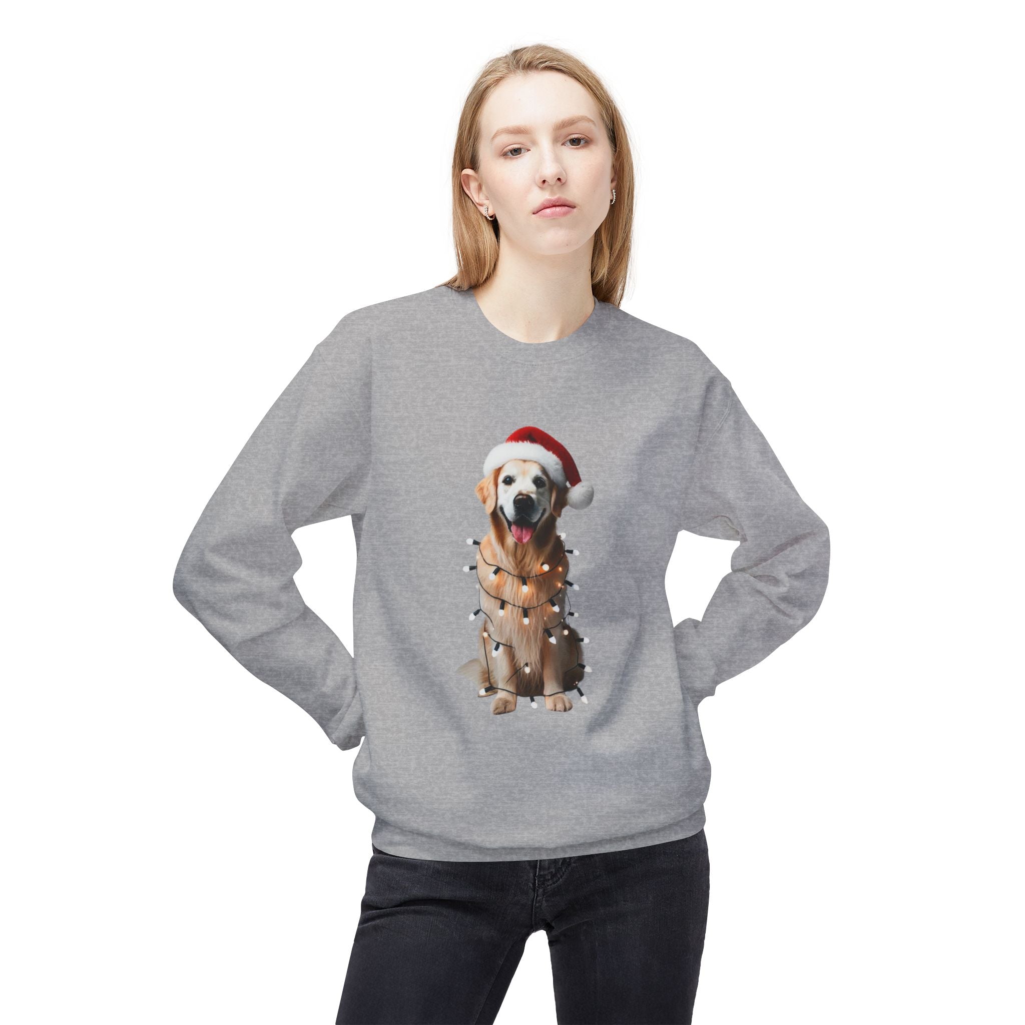 Golden Retriever Christmas Cheer - Unisex Midweight Softstyle Fleece Crewneck Sweatshirt