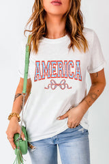 AMERICA Round Neck Short Sleeve T-Shirt