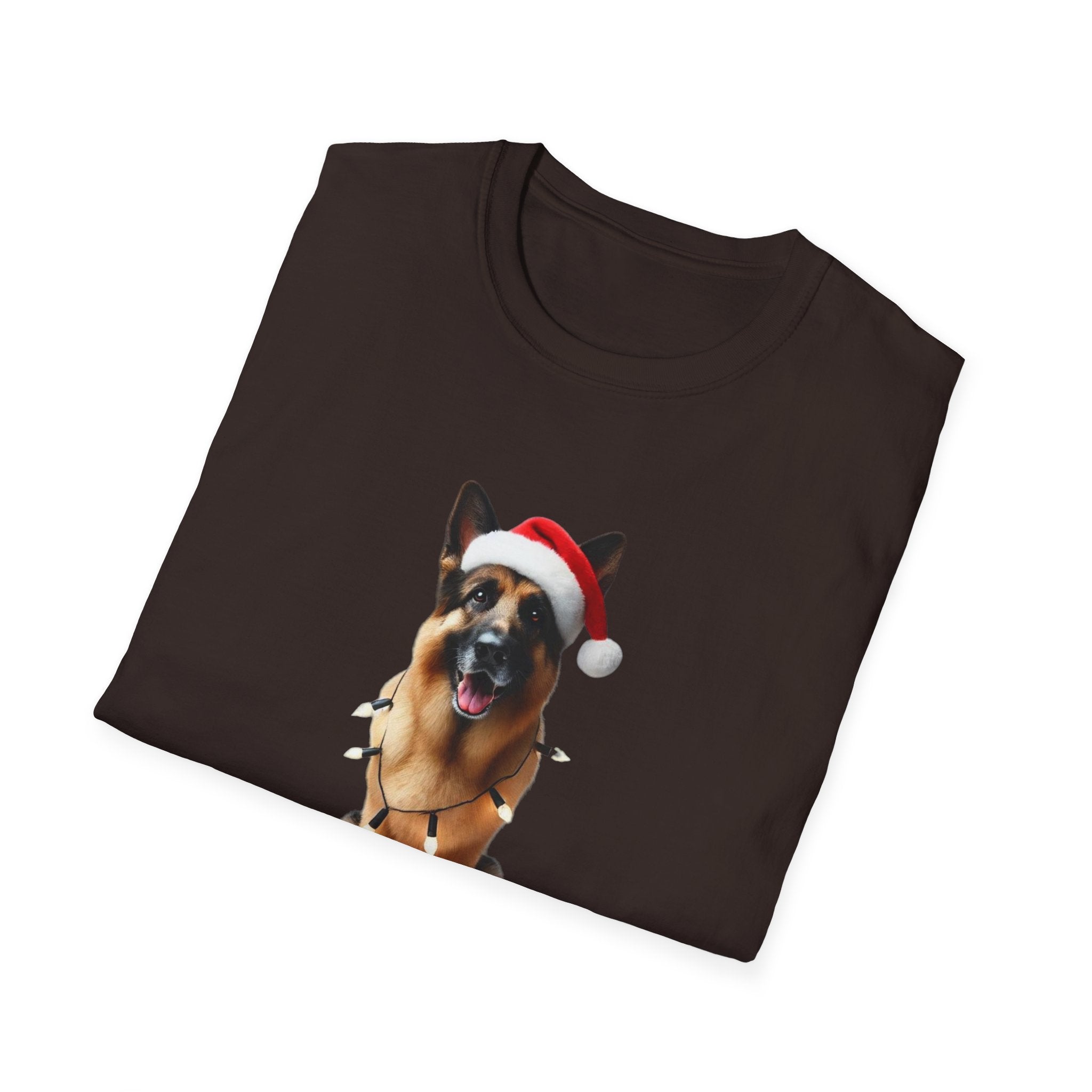 Festive German Shepherd - Unisex Softstyle T-Shirt