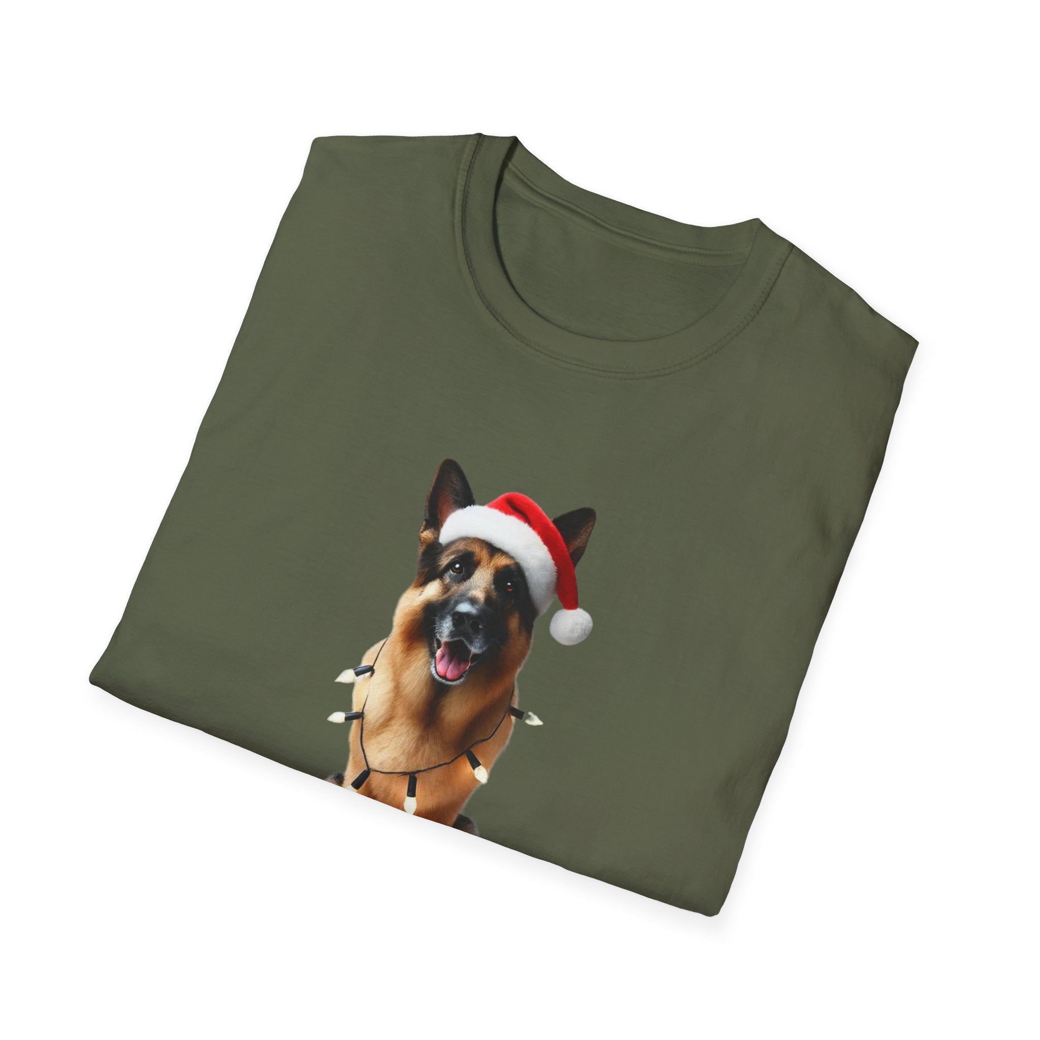 Festive German Shepherd - Unisex Softstyle T-Shirt