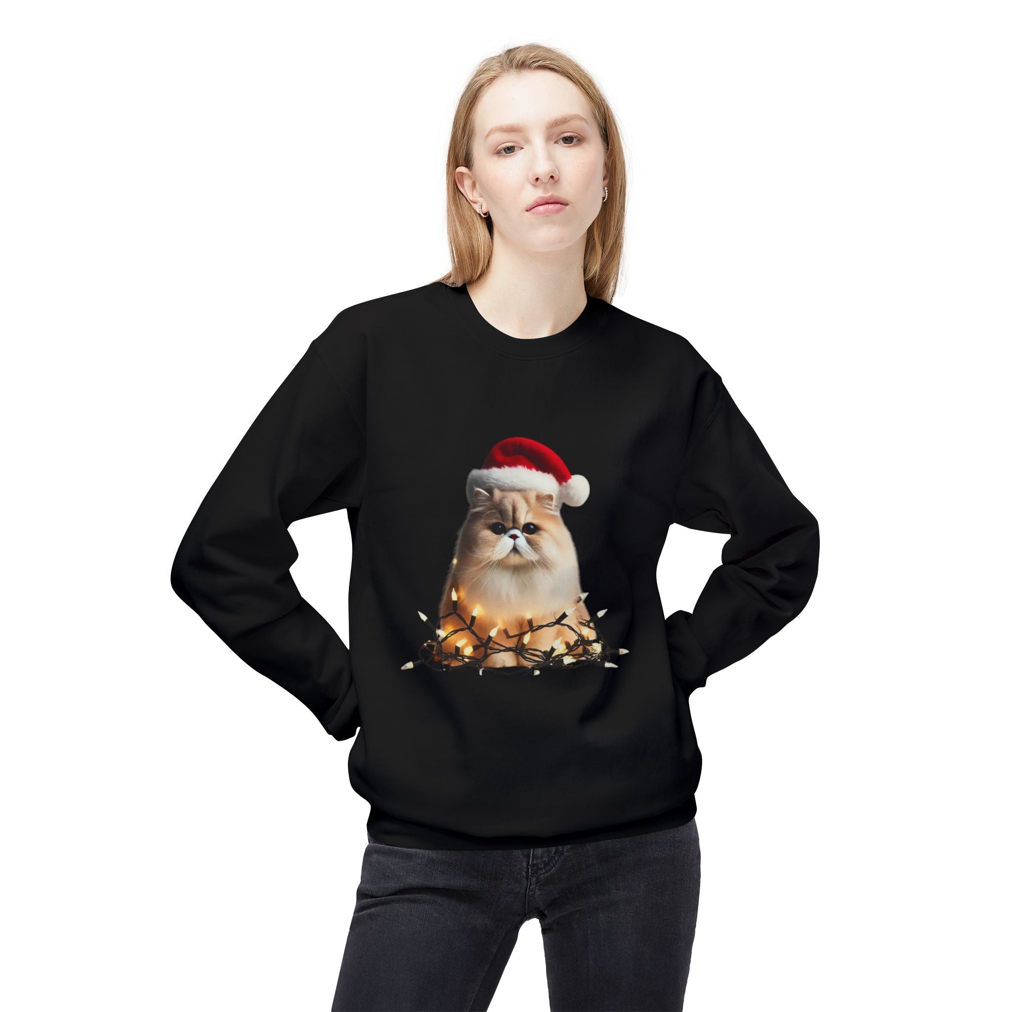 Christmas Persian Cat - Unisex Midweight Softstyle Fleece Crewneck Sweatshirt