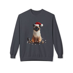 Holiday Siamese Cat - Unisex Midweight Softstyle Fleece Crewneck Sweatshirt