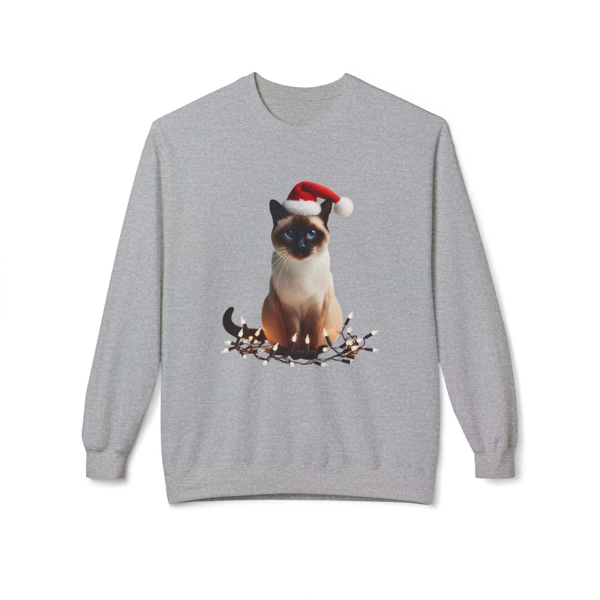 Holiday Siamese Cat - Unisex Midweight Softstyle Fleece Crewneck Sweatshirt