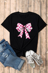 Bow Graphic Round Neck Short Sleeve T-Shirt